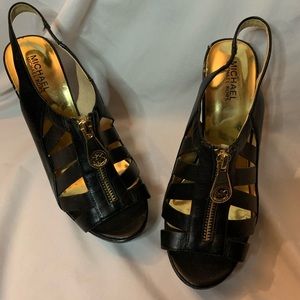 Michael Kors Black and Gold 6in Platform Heel